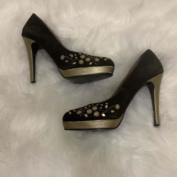 🌟Victoria's Secret (Colin Stuart) Brown Suede Platform Heel - Embellished - Picture 1 of 6